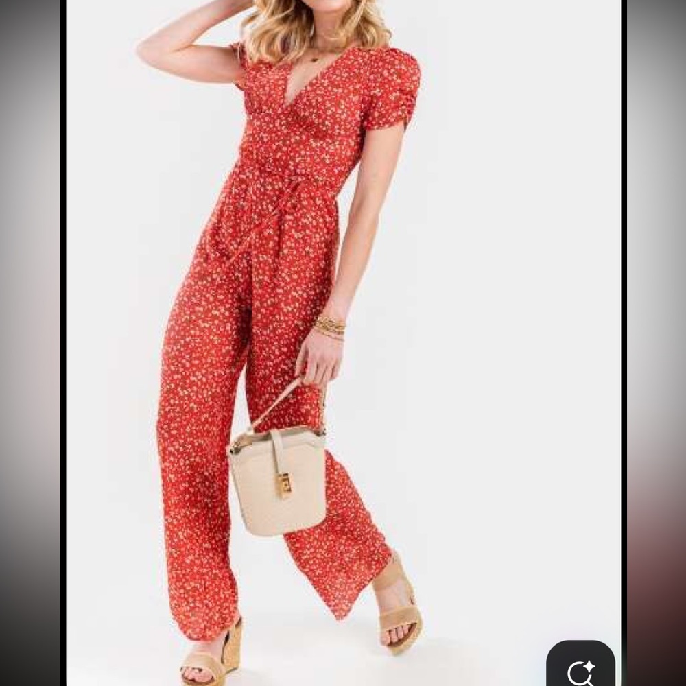 Francescas Floral Red Jumpsuit